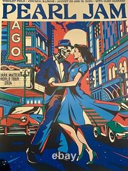 Pearl Jam Chicago Poster AP 2024 Wrigley Field Van Orton Green Variant 8/300