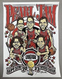 Pearl Jam Chicago Poster Ames Bros Event Gig 9/5/2023 Bulls Soft Corner Scuff