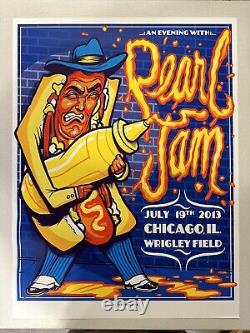 Pearl Jam Chicago Wrigley Field Munk One Hot Dog Mustard Man Poster 2013