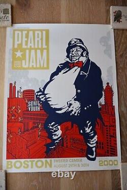 Pearl Jam Concert Poster Signed & Numbered #14/1000 Boston 2000 Ames Bros