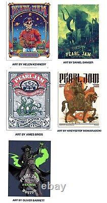 Pearl Jam FENWAY PARK 2024 BOSTON 5 POSTER COMPLETE SET 9/15/24 & 9/17/24