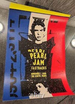 Pearl Jam & Fastbacks Poster 1996 Paris France Yield Tour Lithograph Print