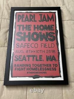 Pearl Jam Home Shows Poster Framed Seattle Safeco Field 2018 Vedder