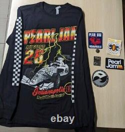 Pearl Jam Indianapolis (XL) Indy Car Long Sleeve Sticker Pin Token Combo Aug 26