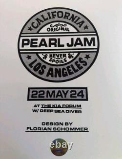 Pearl Jam LA Forum 2024 Tour Poster SOLD OUT Official Los Angeles 18x24 framed