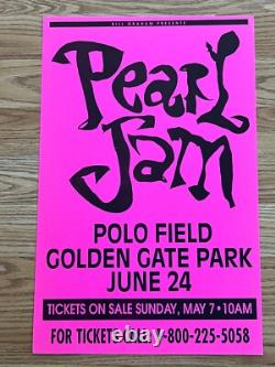Pearl Jam Neil Young Golden Gate Park Park 1995 Original Concert Poster Pink