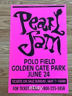 Pearl Jam Neil Young Golden Gate Park Park 1995 Original Concert Poster Pink