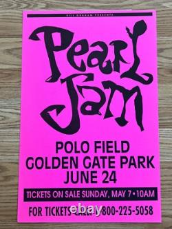 Pearl Jam Neil Young Golden Gate Park Park 1995 Original Concert Poster Pink
