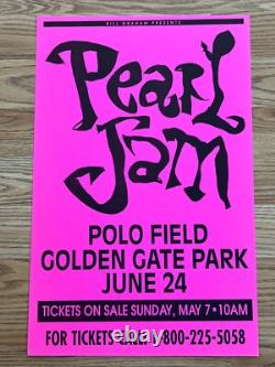 Pearl Jam Neil Young Golden Gate Park Park 1995 Original Concert Poster Pink