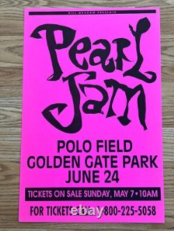 Pearl Jam Neil Young Golden Gate Park Park 1995 Original Concert Poster Pink