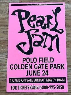 Pearl Jam Neil Young Golden Gate Park Park 1995 Original Concert Poster Pink V2