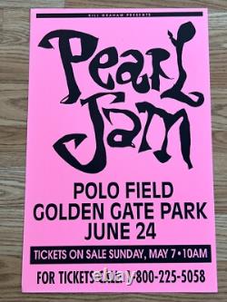 Pearl Jam Neil Young Golden Gate Park Park 1995 Original Concert Poster Pink V2