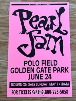 Pearl Jam Neil Young Golden Gate Park Park 1995 Original Concert Poster Pink V2