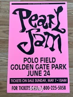 Pearl Jam Neil Young Golden Gate Park Park 1995 Original Concert Poster Pink V2