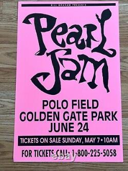 Pearl Jam Neil Young Golden Gate Park Park 1995 Original Concert Poster Pink V2