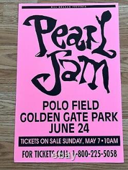 Pearl Jam Neil Young Golden Gate Park Park 1995 Original Concert Poster Pink V2