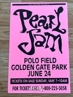Pearl Jam Neil Young Golden Gate Park Park 1995 Original Concert Poster Pink V2