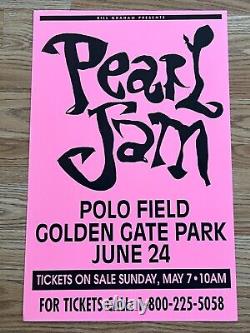 Pearl Jam Neil Young Golden Gate Park Park 1995 Original Concert Poster Pink V2