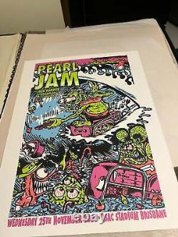 Pearl Jam November 25 2009 Brisbane Australia Concert Poster By BEN BROWN