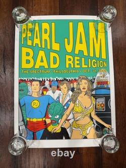 Pearl Jam Philadelphia Spectrum Night #4 10/31/09 Poster Tom Tomorrow MINT