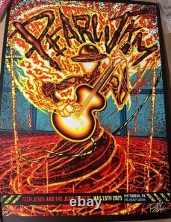 Pearl Jam Pittsburgh Poster 5/16/25, Brad Klausen AE Signed #/200 Metallic Red