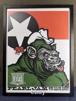 Pearl Jam Poster 2003 Ames Bros Signed Texas Houston San Antonio Framed Riot Act