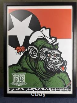 Pearl Jam Poster 2003 Ames Bros Signed Texas Houston San Antonio Framed Riot Act