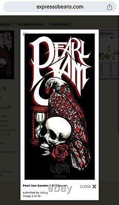 Pearl Jam Poster 2008 Camden N1 & N2 Klausen. Show Edition