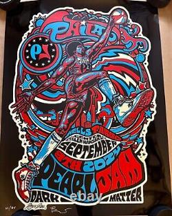 Pearl Jam Poster Black Gloss Foil Variant Philadelphia 2024 Dr J Ames Bros Signd