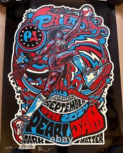 Pearl Jam Poster Black Gloss Foil Variant Philadelphia 2024 Dr J Ames Bros Signd