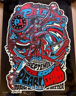 Pearl Jam Poster Black Gloss Foil Variant Philadelphia 2024 Dr J Ames Bros Signd