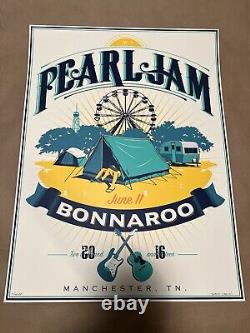Pearl Jam Poster Bonaroo 2016 Thomas signed AP #/100 Eddie Vedder FREE SHIPPING