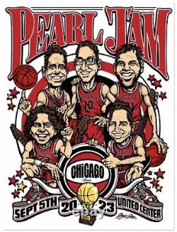 Pearl Jam Poster Chicago Bulls Basketball 9/5/2023 Ames Bros Free Shipping