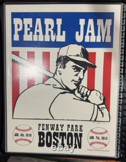 Pearl Jam Poster Fenway 2016 AP Boston Signed Numbered 71/100 Flat Baseball