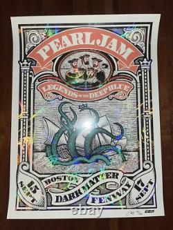 Pearl Jam Poster Fenway Park Boston 9/15 9/17 2024 Signed #'rd Ames Bros Foil