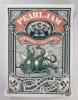 Pearl Jam Poster Fenway Park Boston MA 2024 AP #'d Official Silkscreen Ames S/N