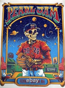 Pearl Jam Poster Fenway Park Boston Red Sox Ma Kennedy 2024 9/15 9/17 Skull