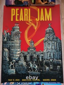 Pearl Jam Poster Madrid Spain 11th July 2024 Mad Cool Festival