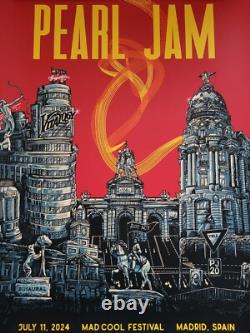 Pearl Jam Poster Madrid Spain 11th July 2024 Mad Cool Festival