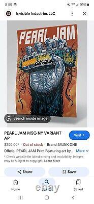 Pearl Jam Poster New York 9/4/24 Munk One Ap Toasty Sky Variant S/n Xxx/100