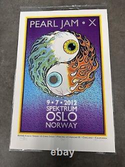 Pearl Jam Poster SIGNED AE Chuck Sperry Chris Shaw Oslo Norway #57/200