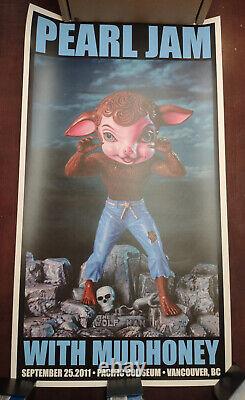 Pearl Jam Poster Sep 25th 2011 Vancouver BC 20x36 Pacific Coliseum The Wolf Man