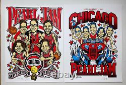 Pearl Jam Poster Set (2) Chicago 2023 Ames SIGNED AP X/155 Matching #'s Official