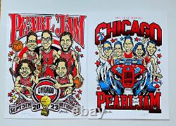 Pearl Jam Poster Set (2) Chicago 2023 Ames SIGNED AP X/155 Matching #'s Official