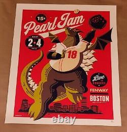 Pearl Jam Poster Signed/Numbered By Artist Whalen Fenway Boston 2018