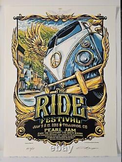Pearl Jam Ride Fest 2016 AJ Masthay Doodled S/N AE Poster ScreenPrint Telluride