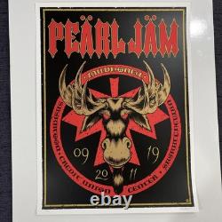Pearl Jam SASKATOON Canada? 2011 Poster Cliver Artist Gold Edition S/N PJ20