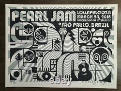 Pearl Jam Sao Paulo Don Pendleton Signed A/P of 100 Poster March 24, 2018