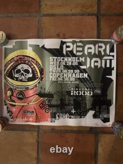 Pearl Jam Stockholm Oslo Copenhagen 2000 Original Silk Screen Poster Ames Bros