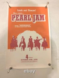 Pearl Jam Texas Tour 2000 Poster Ames Bros 10/14-18 With SUPERGRASS MINT